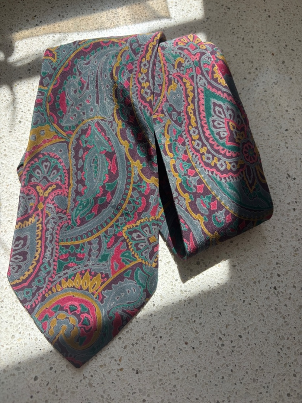 Vintage Paisley Silk Tie from Italy in Jewel Tones